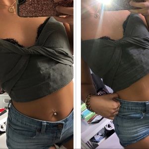 DYNAMITE HUNTER GREEN CROP TOP